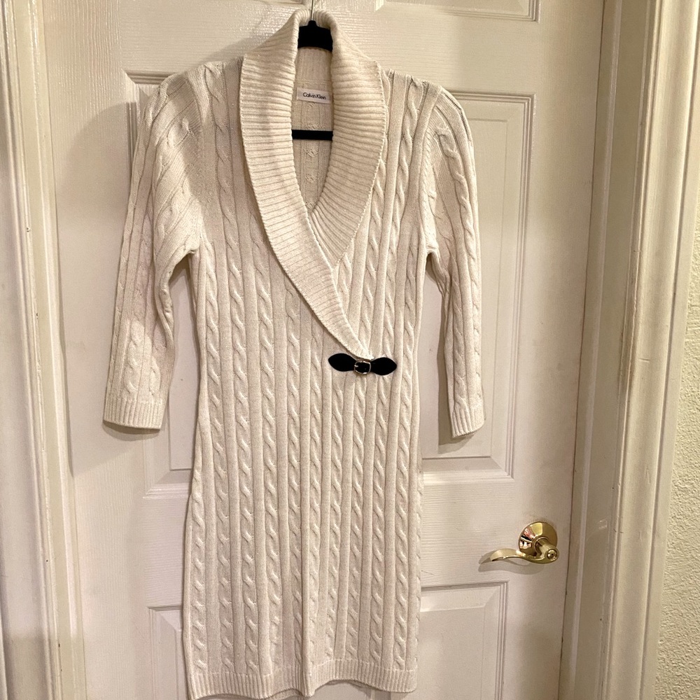Calvin Klein Sweater Dress w/ Decorative Buckle